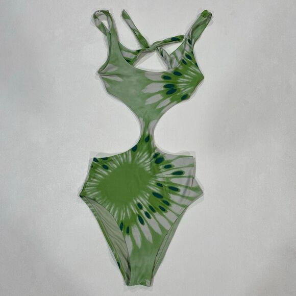 Aerie Green Tie Dye Cut Out One Piece Swimsuit Women’s Small - Picture 1 of 8